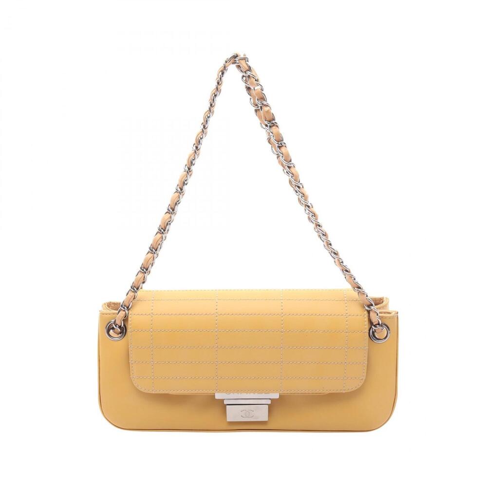 Chanel Coco Mark Shoulder Bag Handbag Leather Women's Yellow